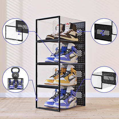 Transparente stapelbare Schuhboxen mit magnetischer Tür, 8er