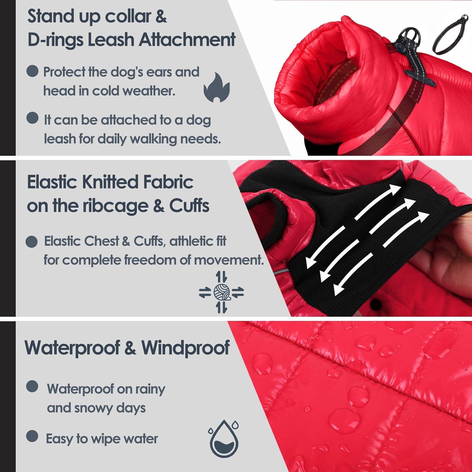 Wasserdichter Hundemantel Winterjacke für kleine Hunde Rot