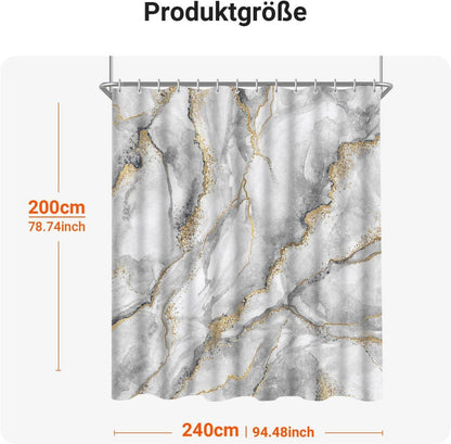 Duschvorhang 240x200cm Marmor Textil Antischimmel Wasserabweisend
