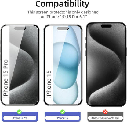 Panzer Schutz Glas iPhone 16 15 15 Pro 6,1 Zoll 3 Stück