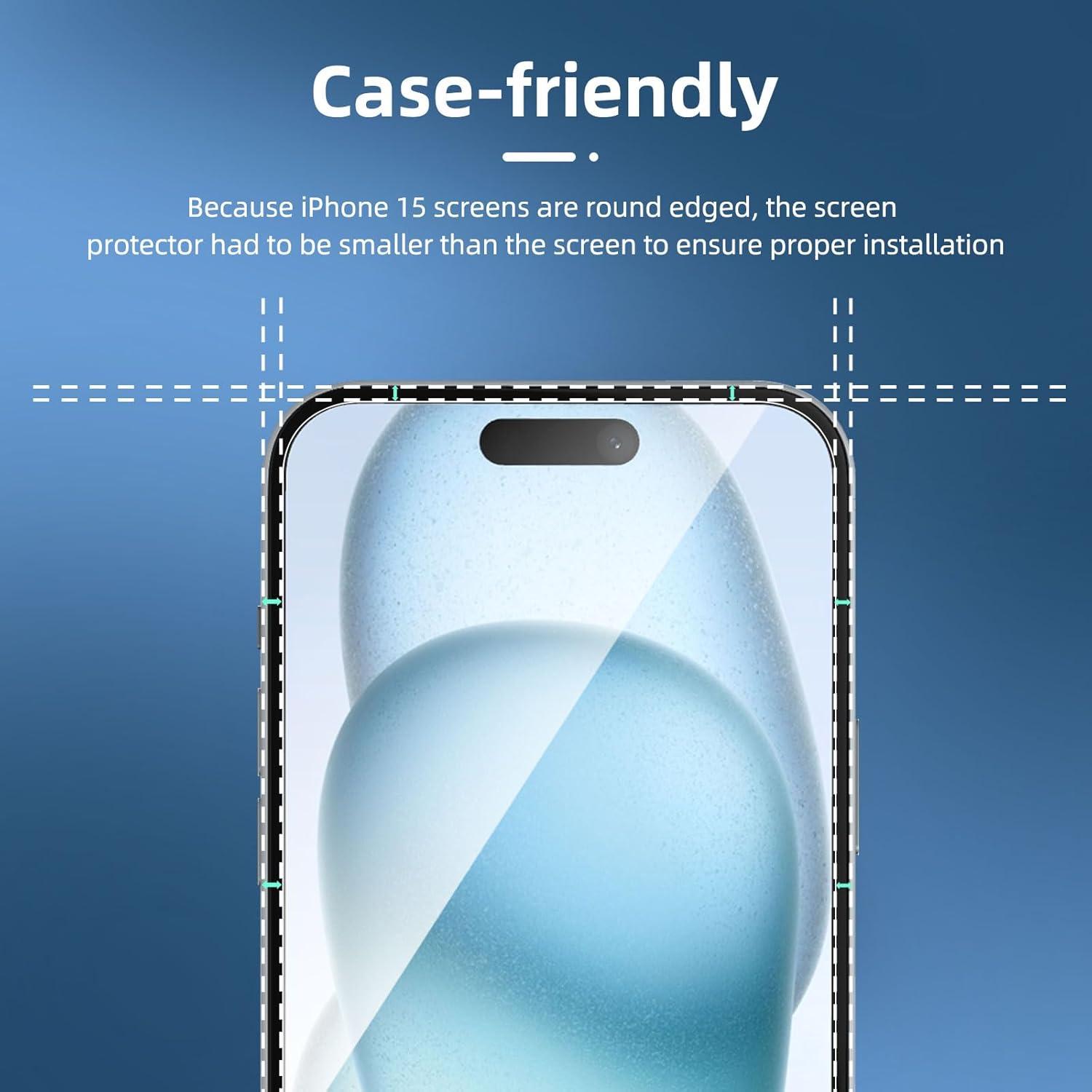Panzer Schutzglas für iPhone 16/15 Pro 6,1 Zoll, 3 Stück