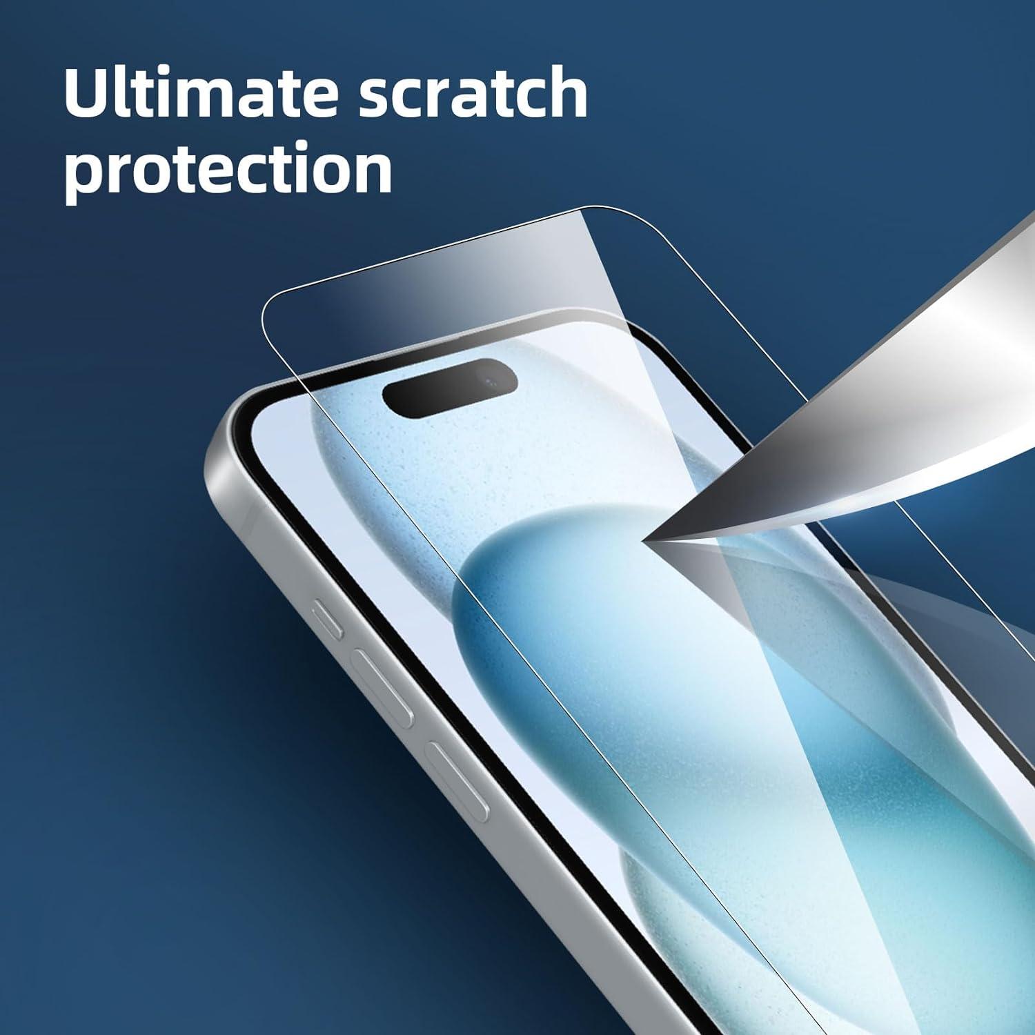 Panzer Schutz Glas 3 Stück iPhone 16 15 Pro 6,1 Zoll Ultra-klar 9H