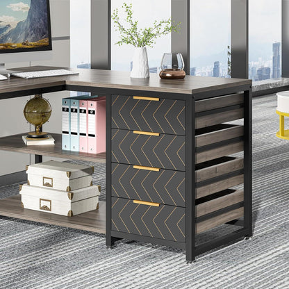 L-förmiger Schreibtisch mit Schubladen – Eckschreibtisch für Büro & Home Office