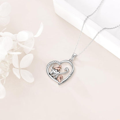 Herz Dinosaurier Halskette Sterling Silber Mutter Kinder Schmuck