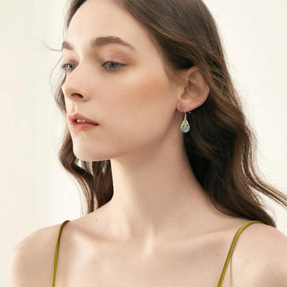 Sonnenblumen Ohrringe Abalone Shell Dangle Earrings 925