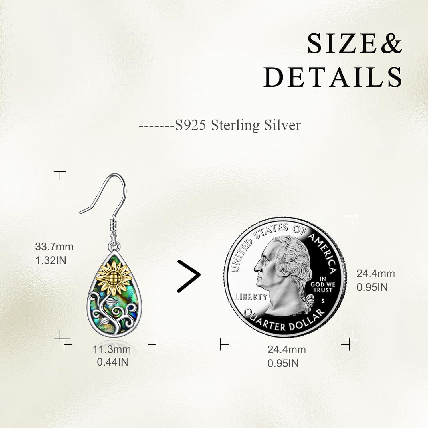 Sonnenblume Abalone Shell Ohrringe Teardrop 925 Silber Dangle