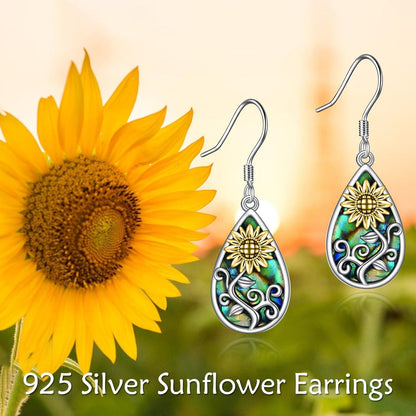 Sonnenblumen Ohrringe Abalone Shell Dangle Earrings 925 Sterling