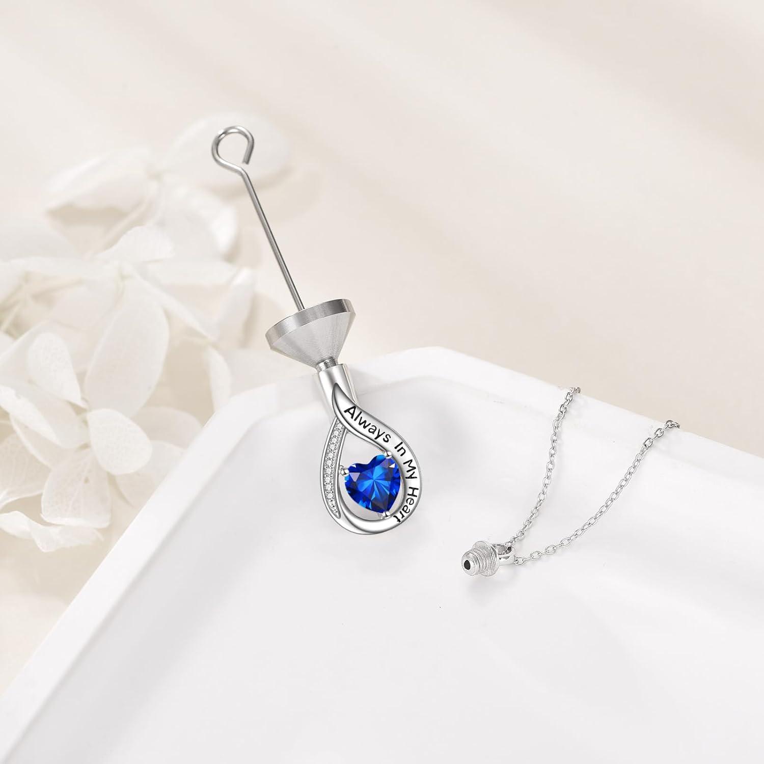 Teardrop Urn Pendant Necklace Sterling Silver Cremation Jewelry