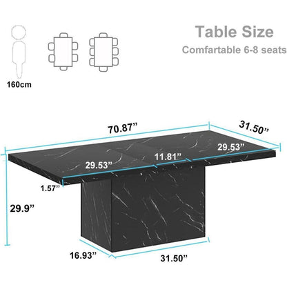 Moderner Esstisch Schwarz 180x80cm – Küchentisch für 6-8 Personen