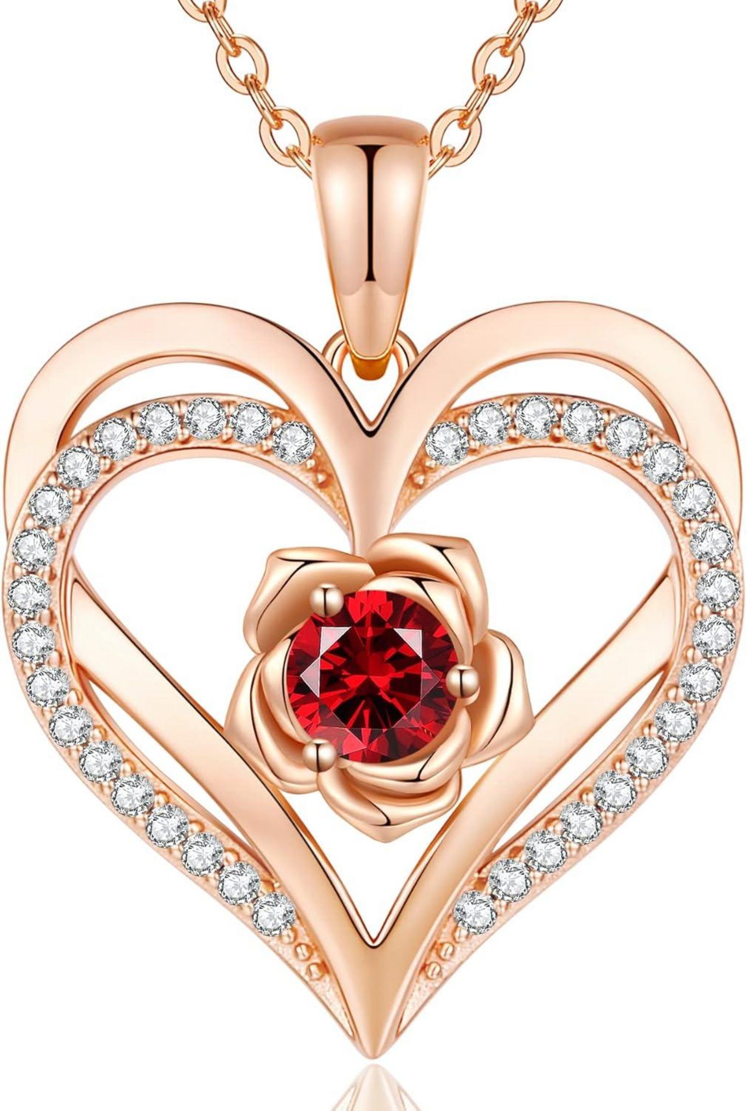 925 Sterling Silber Rosegold Herz Geburtsstein Halskette