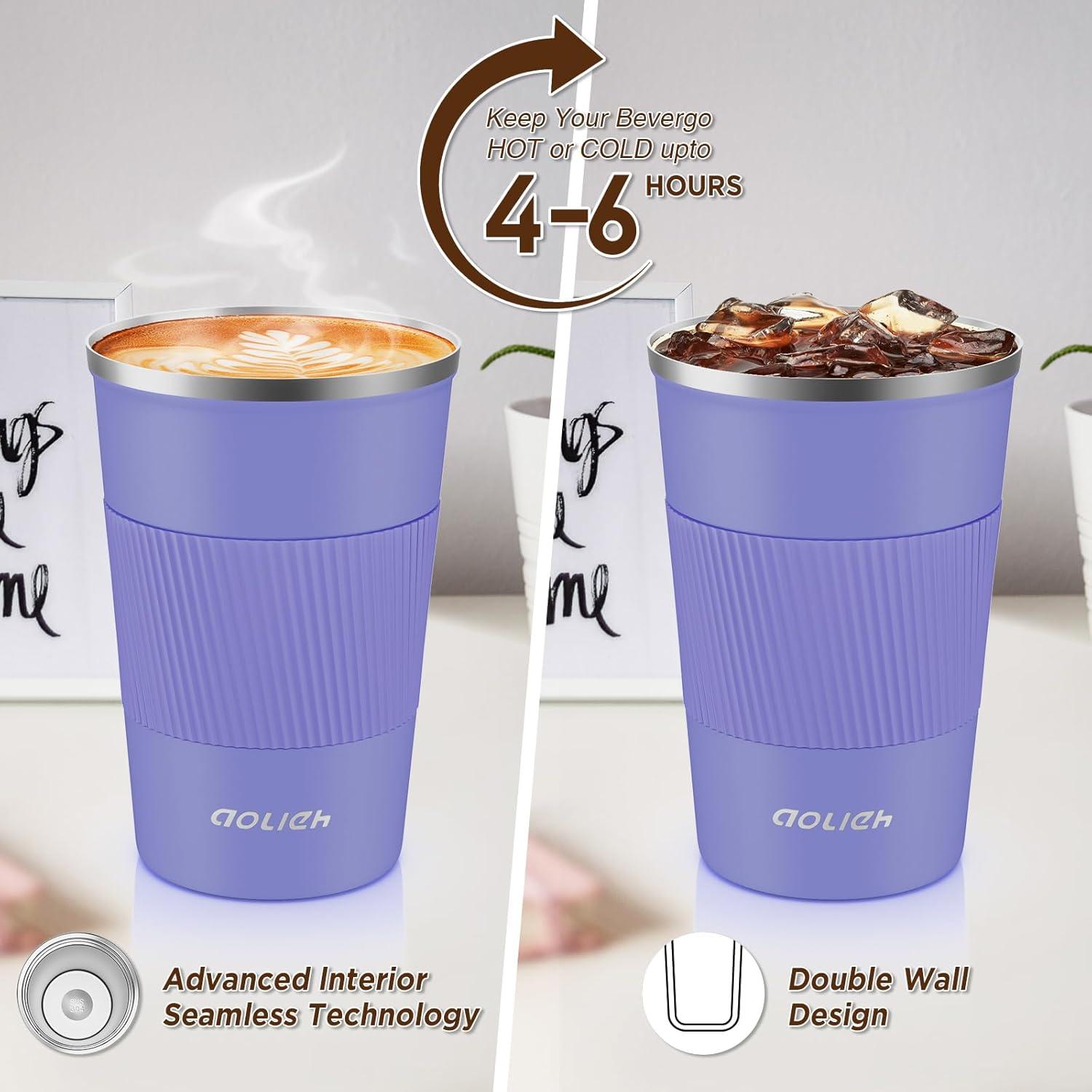 Aolieh Thermobecher Edelstahl Travel Mug 380ml Lila 1 Stück