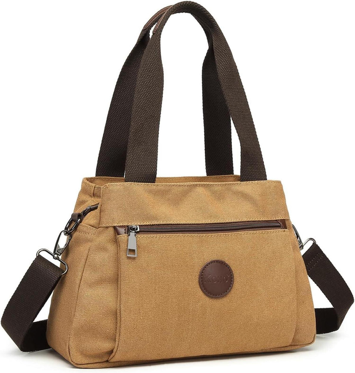 Canvas Handtasche Schultertasche Braun 560g 31x22x13cm