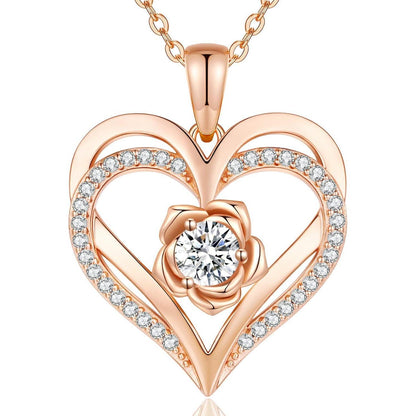 Herz Halskette Rosegold mit Geburtsstein aus 925 Sterling Silber