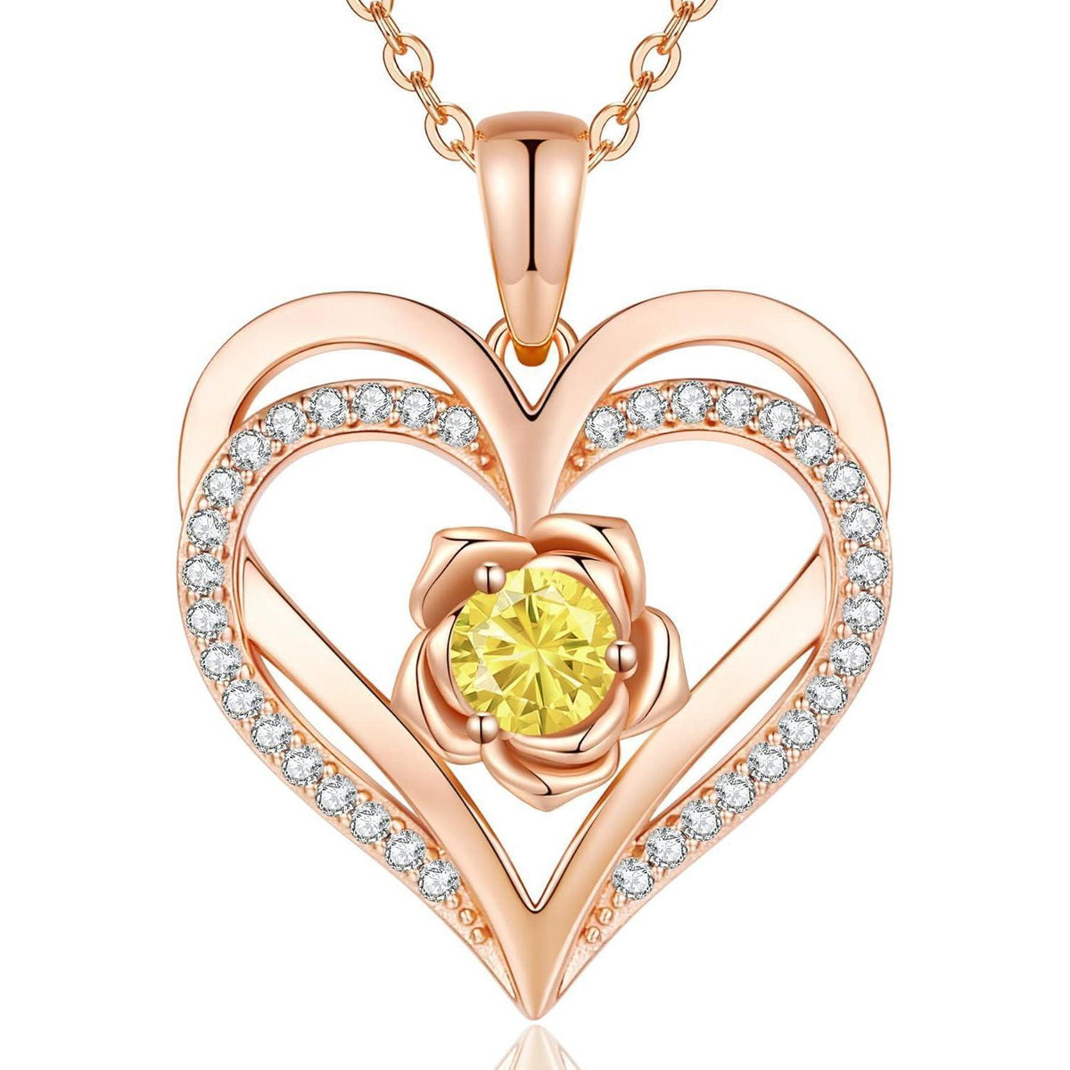 Herz Halskette Rosegold mit Geburtsstein aus 925 Sterling Silber