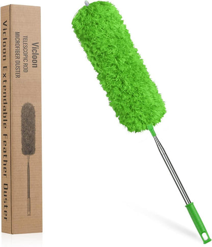 Staubwedel Teleskop ausziehbarer Mikrofaser Edelstahl extra lang 242 cm Grün