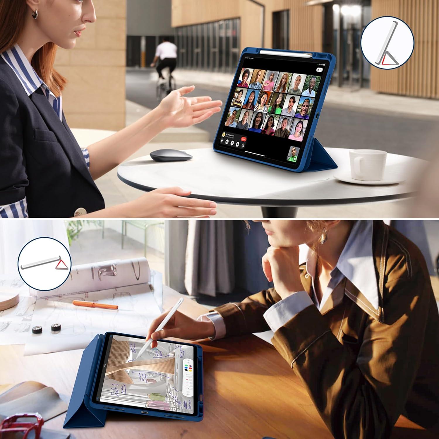 iPad Pro 12.9 Zoll Hülle Stifthalter TPU Rückseite Standfunktion Blau