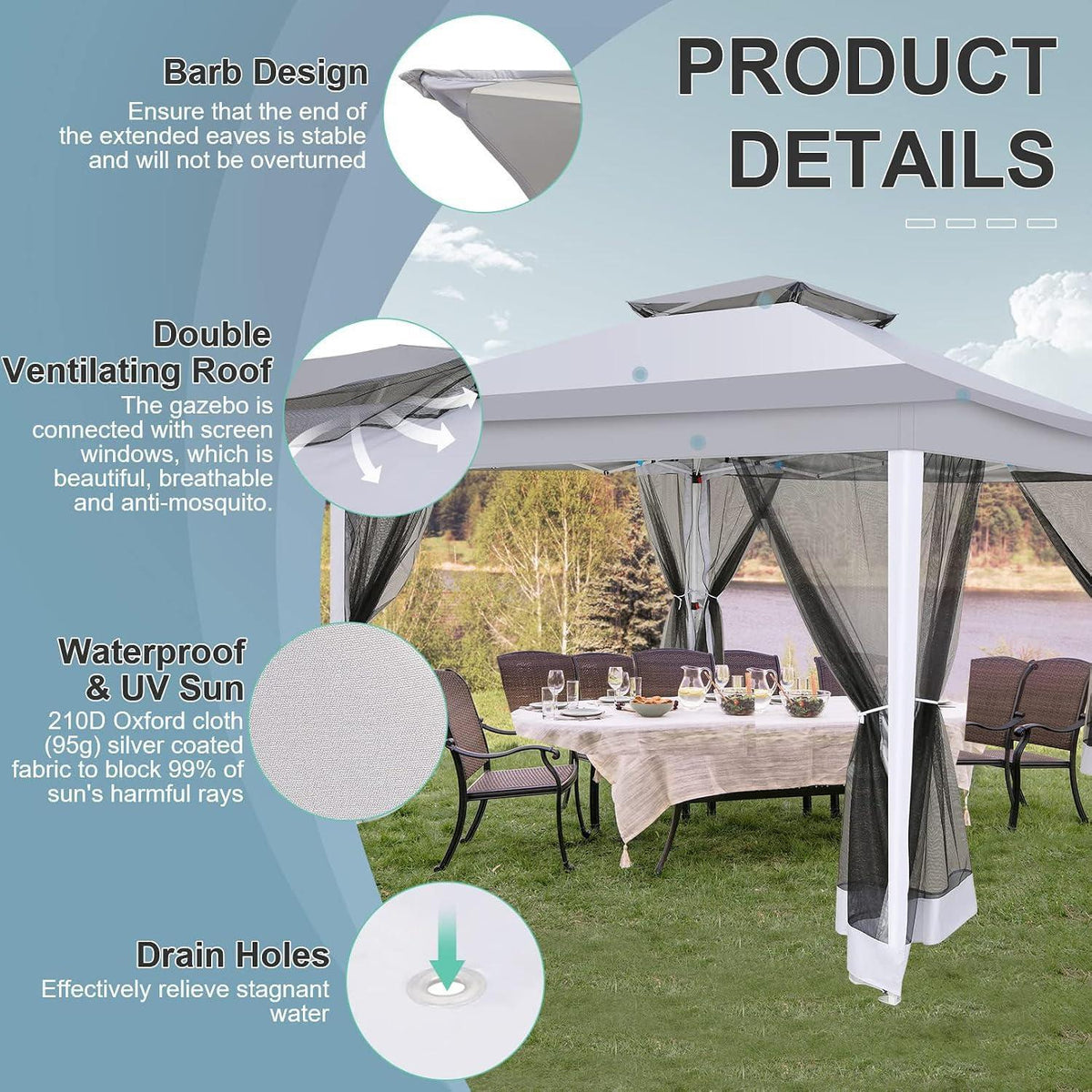 3x3 Pavillon Wasserdicht – Faltpavillon mit Seitenwänden