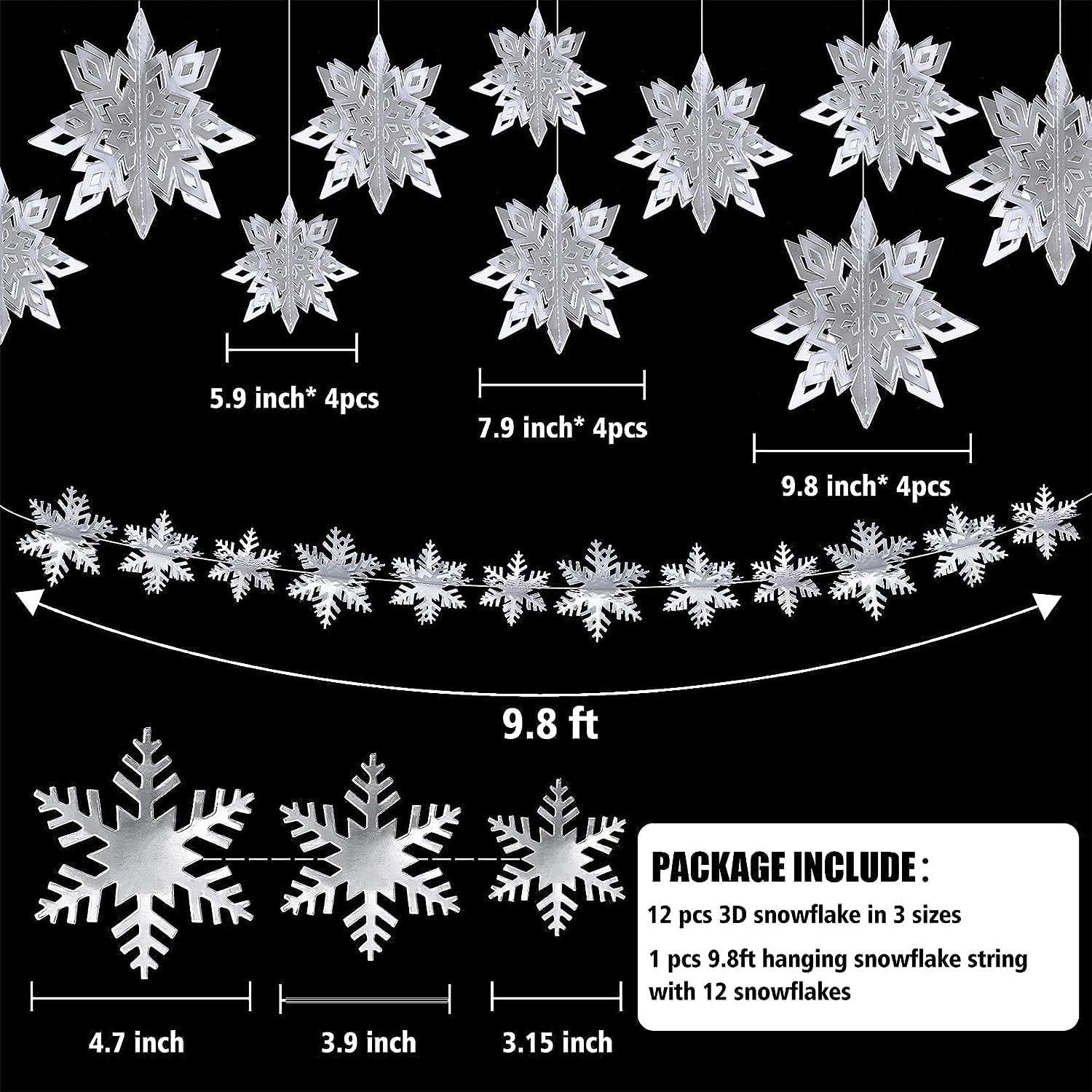24 Stück 3D Schneeflocken Deko Weihnachtsdeko Silber