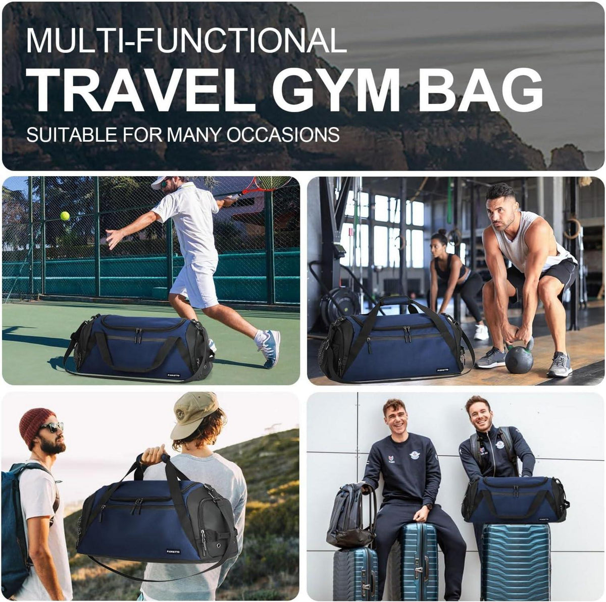 Sporttasche und Reisetasche mit Schuh- und Nassfach wasserdicht Navy