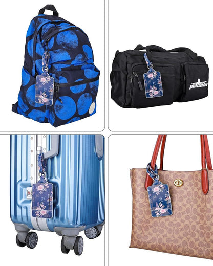 3er Set Teskyer Kofferanhänger Adressschild, PU Leder, Kirschblüte