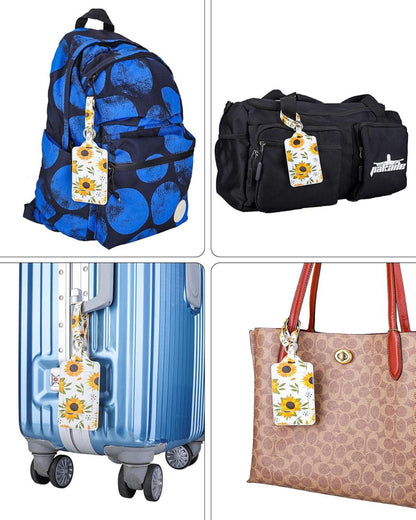 Kofferanhänger 3er Set Adressschild Sonnenblume Design PU Leder