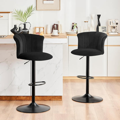 Höhenverstellbarer Barhocker 2er Set mit Lehne & Seidensamt