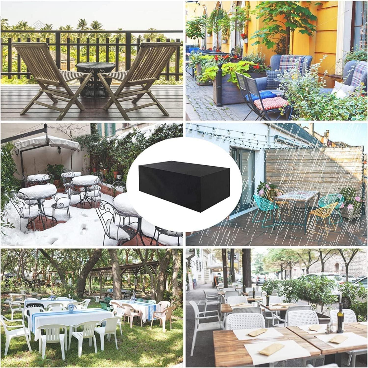Gartenmöbel Abdeckung wasserdicht Winterfest 270x180x90CM Schwarz Oxford