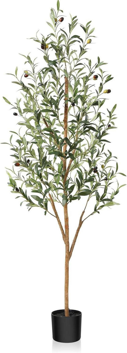 Künstlicher Olivenbaum Groß 150cm mit Naturstamm & Früchten