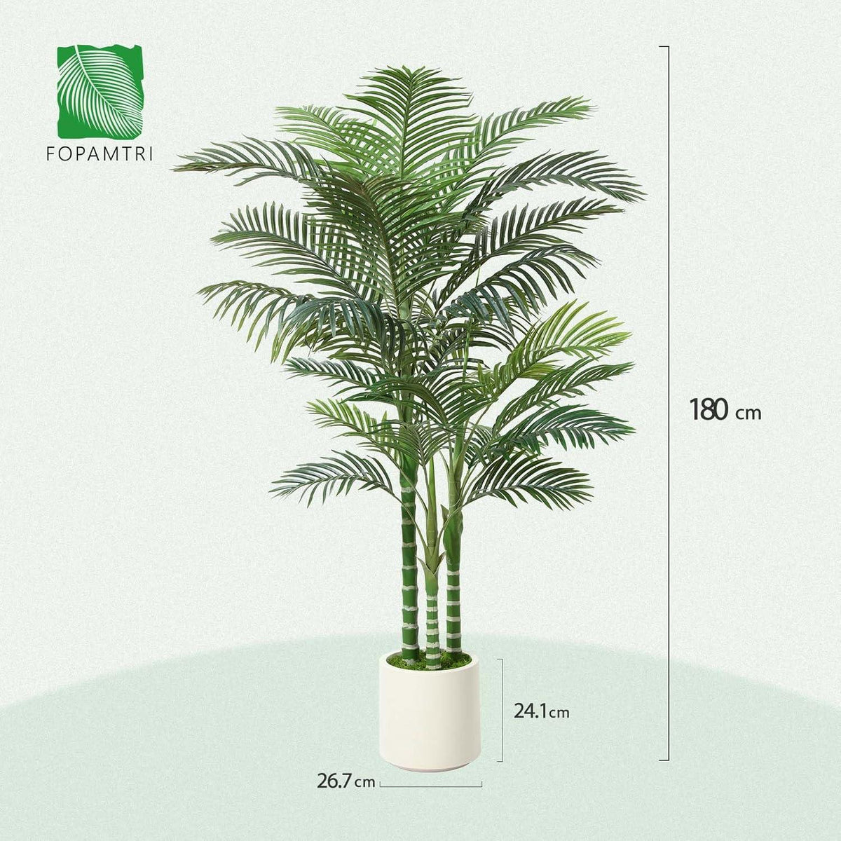 Künstliche Areca Palme 180cm weißer Topf, Wohnzimmer Deko Palme