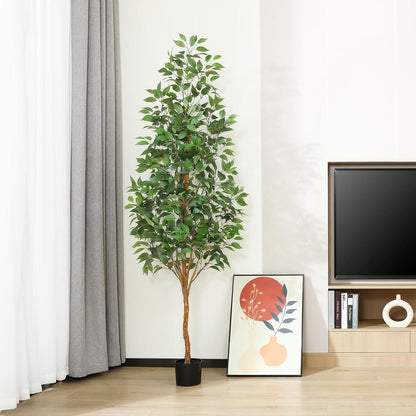 Künstliche Ficus Benjamina Baum 180cm Naturholzstamm Topf