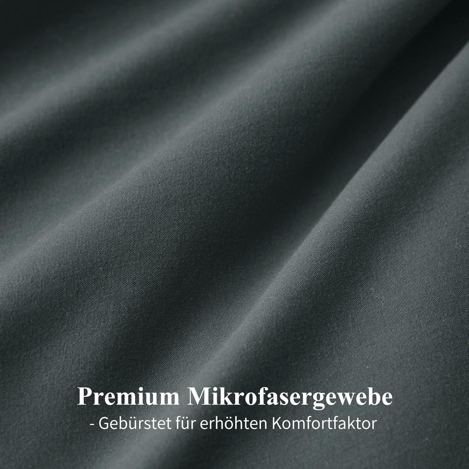 Aisbo Bettwäsche 155x220 2tlg Wendebettwäsche Grau Mikrofaser Reißverschluss