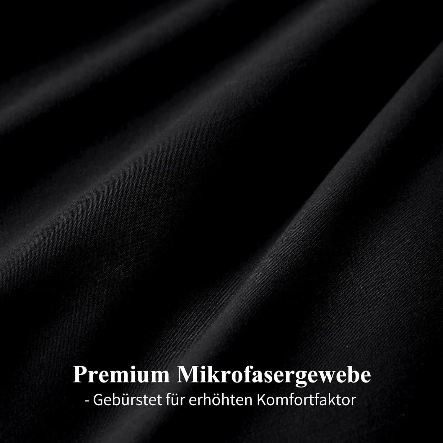 Bettwäsche 155x220 2tlg Schwarz Hellgrau Wendebettwäsche Mikrofaser Reißverschluss