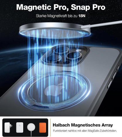 TORRAS Magnetische iPhone 15 Pro Hülle mit Standfunktion - Grau
