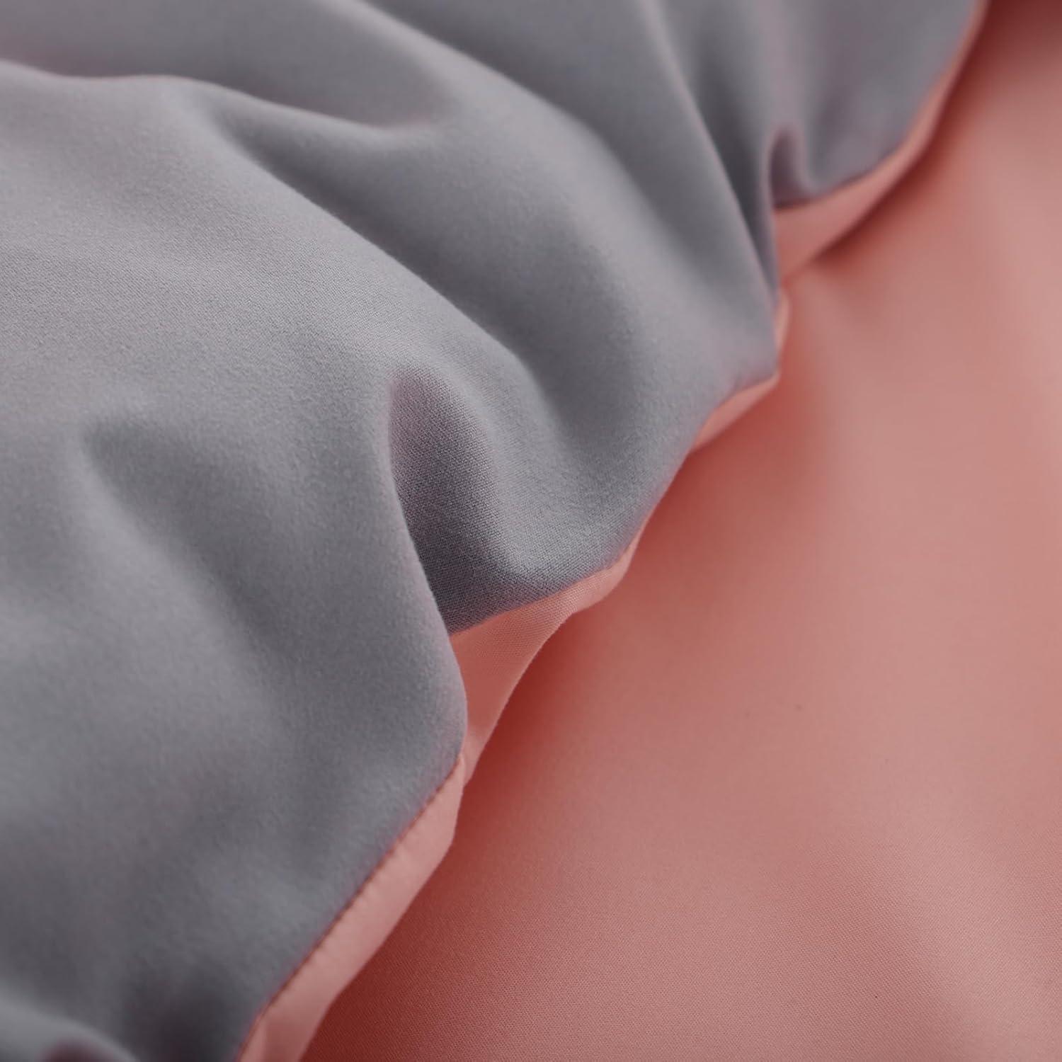 Wendebettwäsche 135x200 Grau Rosa 4tlg Bettwäsche Microfaser