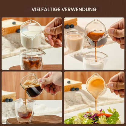 Espresso Messbecher Set 75ml Borosilikatglas mit Henkel