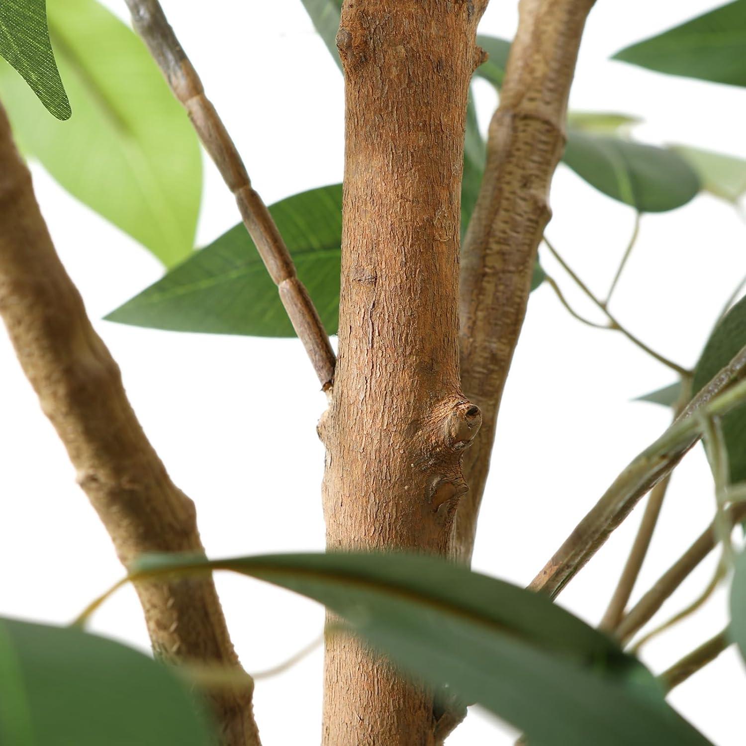 Künstlicher Ficus Baum 180cm groß mit Naturholzstamm im Topf - Deko für Zuhause Büro Balkon