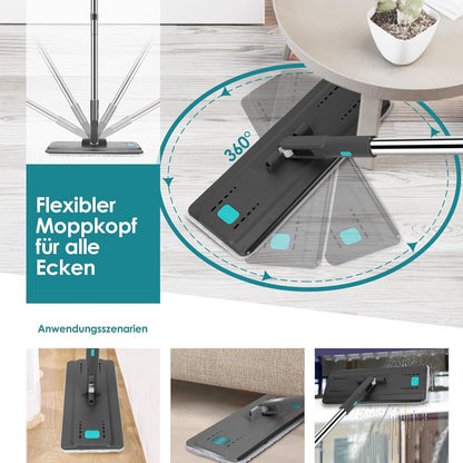 Myiosus Wischmopp Set mit Eimer und 6 Mikrofaser Pads