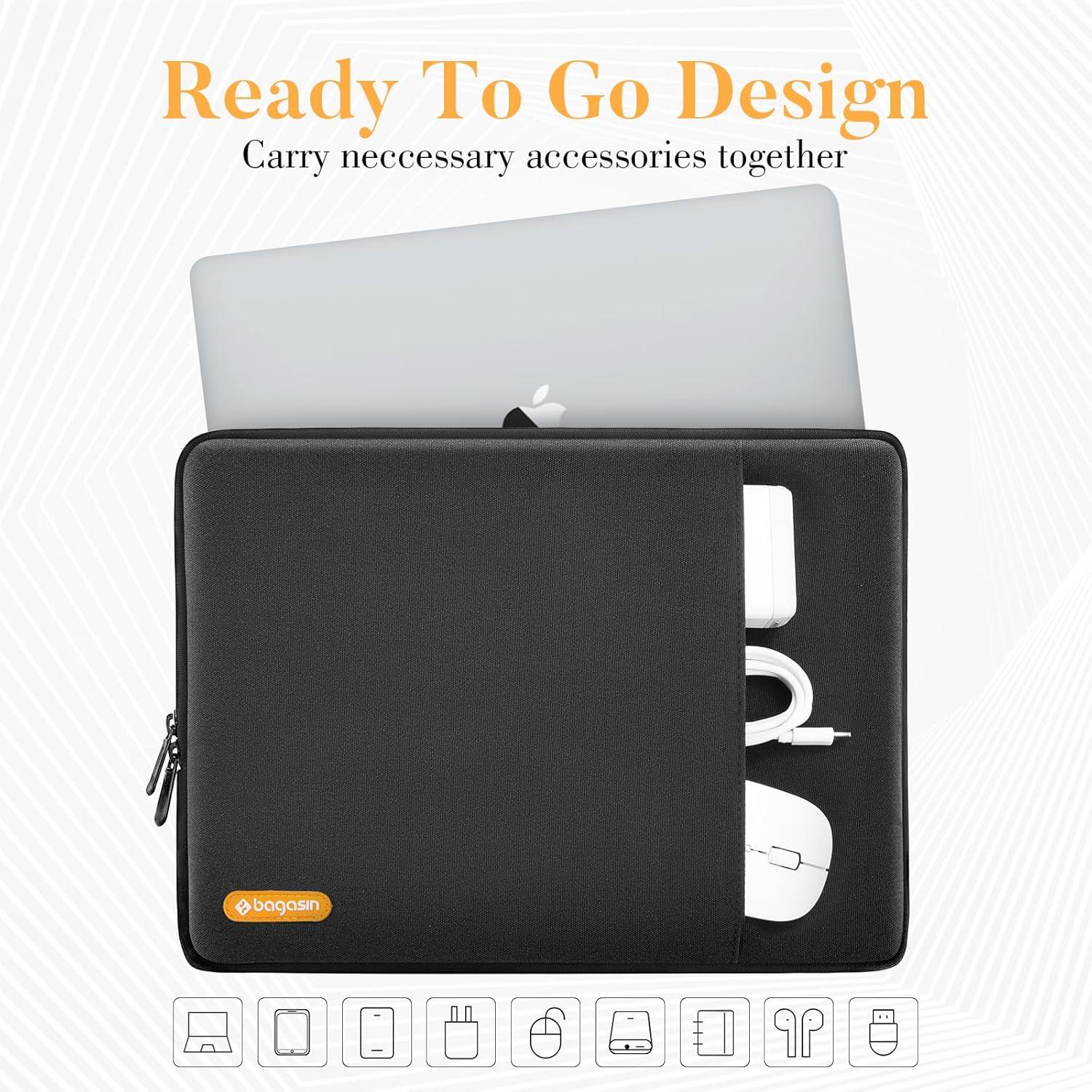 Laptop Hülle Tasche Schutzhülle 13 Zoll MacBook Air Pro M2 M1 Ecke Schwarz