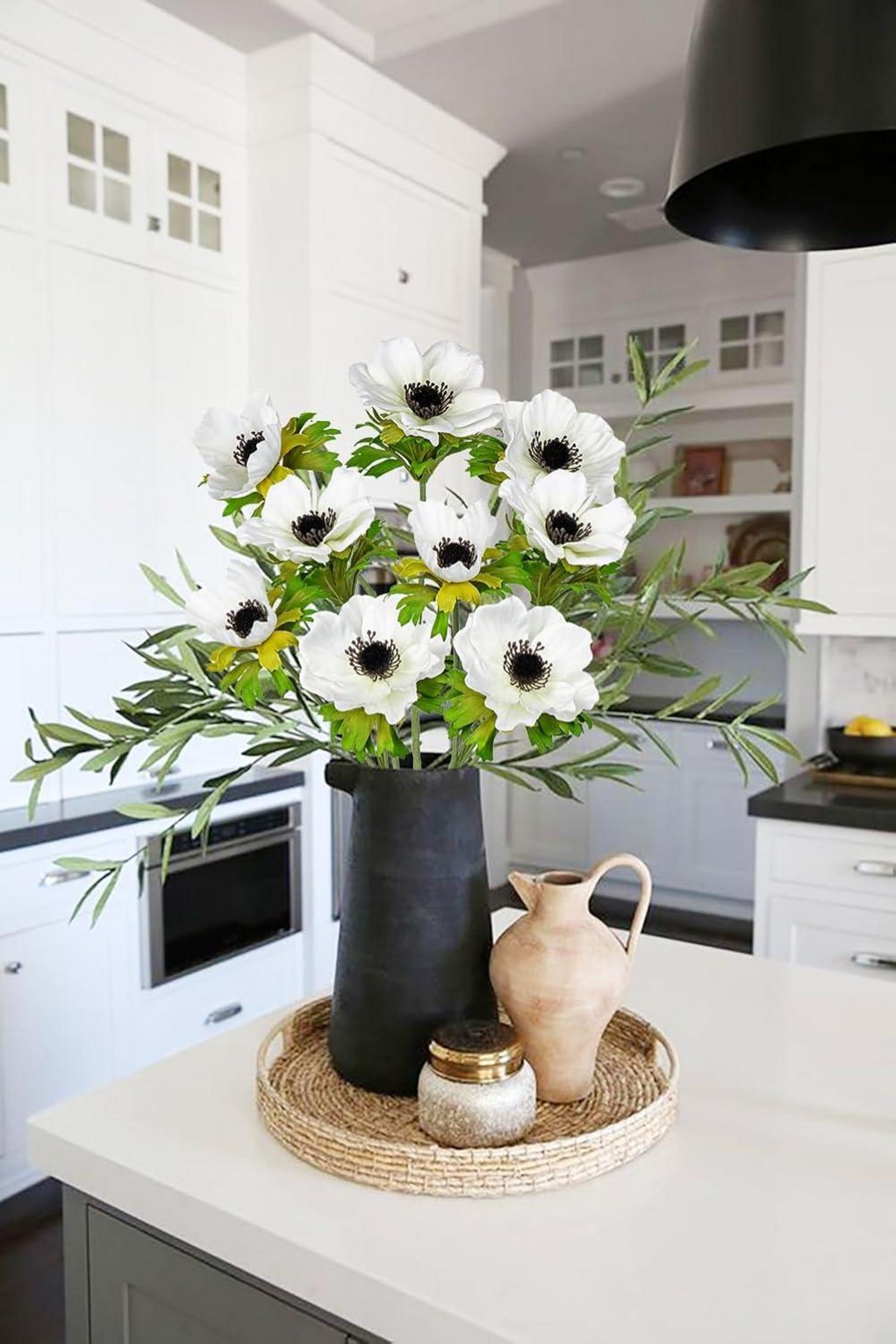 Künstliche Anemonen 3er Set Weiß 55 cm Dekoblumen