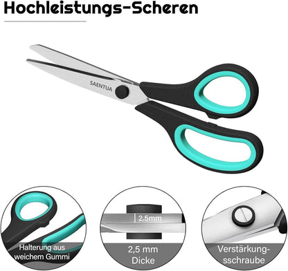 Edelstahl Scheren Set 3 Stück 21cm ultrascharfe Klingen Büro Schule Handwerk