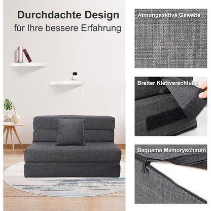Schlafsessel mit Bettfunktion & Memory Schaum – Dunkelgrau 100x190cm