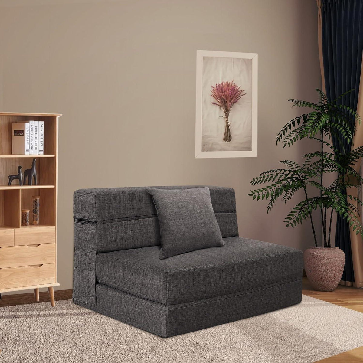 Schlafsessel mit Bettfunktion & Memory Schaum – Dunkelgrau 100x190cm