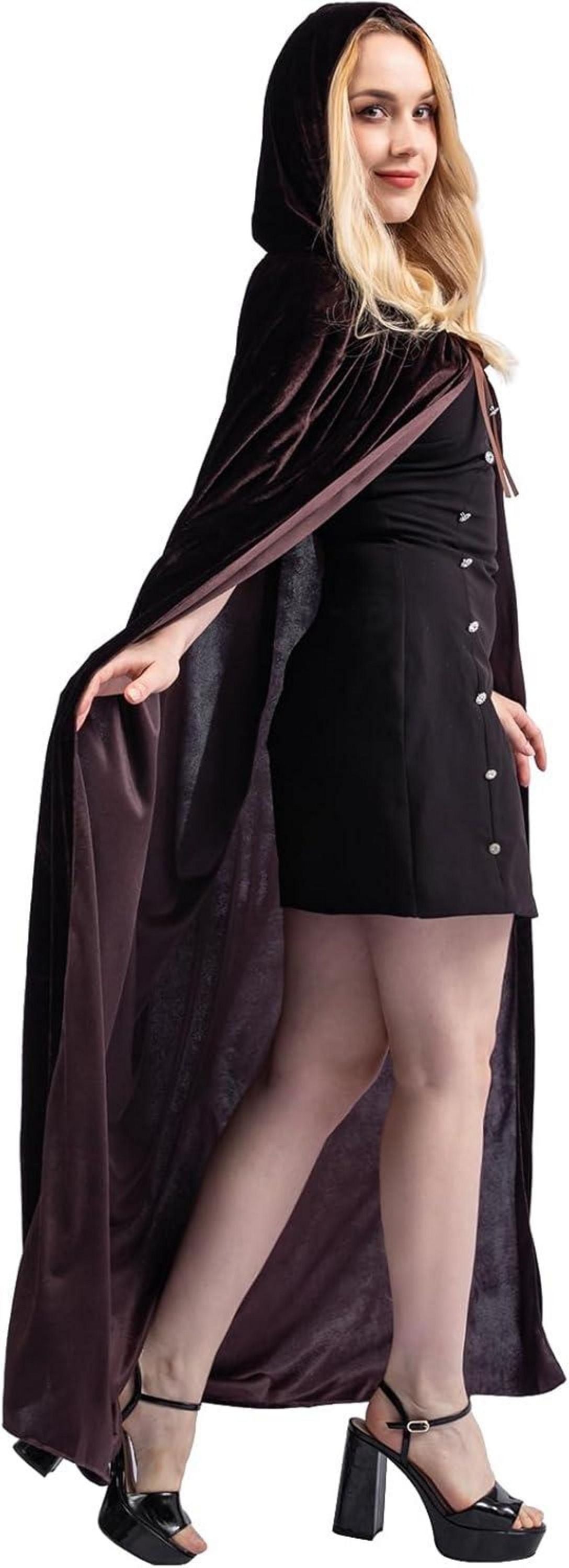 Samt Umhang mit Kapuze für Halloween Vampir Kostüm Braun XXL