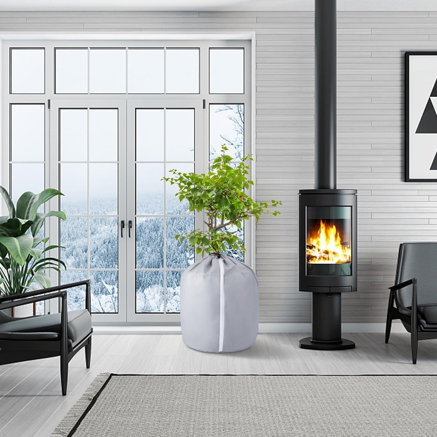 2er Set Thermo Topfschutz 50x45cm - Winter Schutzbeutel für Pflanzen