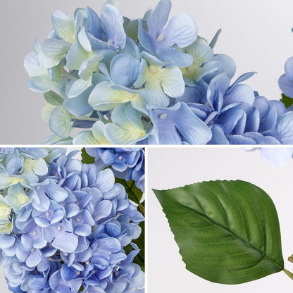 Künstliche Hortensien 3er Set Frühlingsblumen Dekoblumen 73CM Hellblau