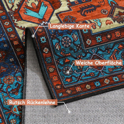 WONGS BEDDING Boho Teppich Vintage Design Rot 80x150cm