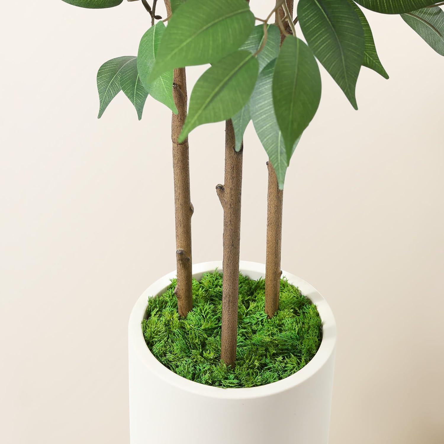 Künstlicher Ficus-Baum 150cm in Weiß Keramik-Übertopf