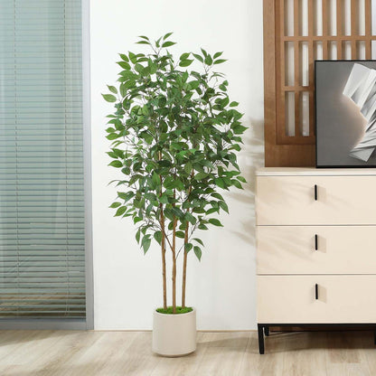 Künstlicher Ficus-Baum 150cm Weiß Keramiktopf Kunstpflanze forIndexPatherbGeben Sie Ihrem Zuhause mit unserem künstlichen Ficus-Baum in Weiß und einem