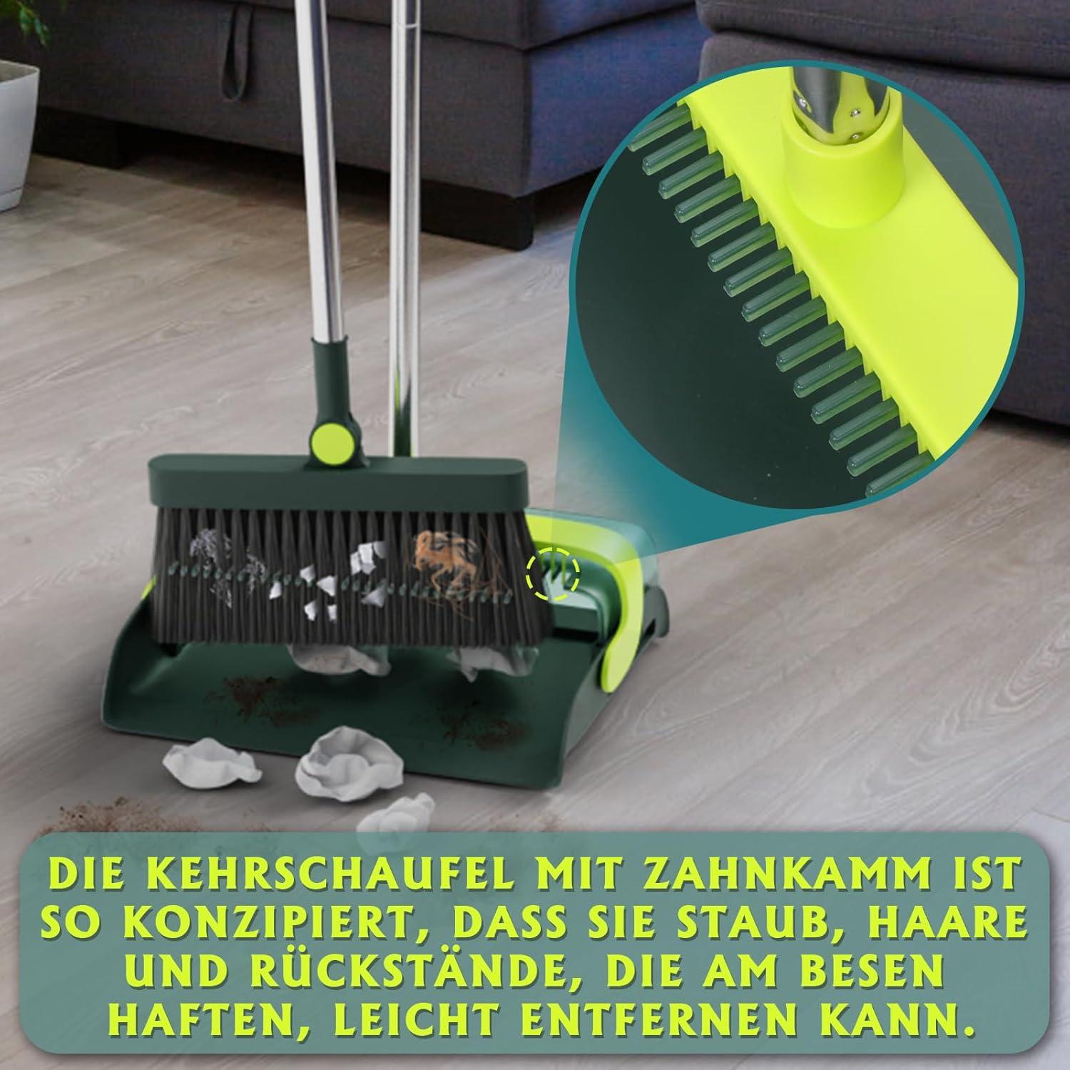 Masthome Besen Kehrset mit Stiel, Kehrschaufel Combo, 180° Drehbar