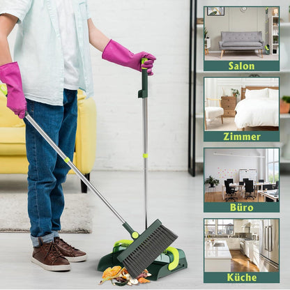 Masthome Besen Kehrset mit Stiel, Kehrschaufel Combo, 180° Drehbar